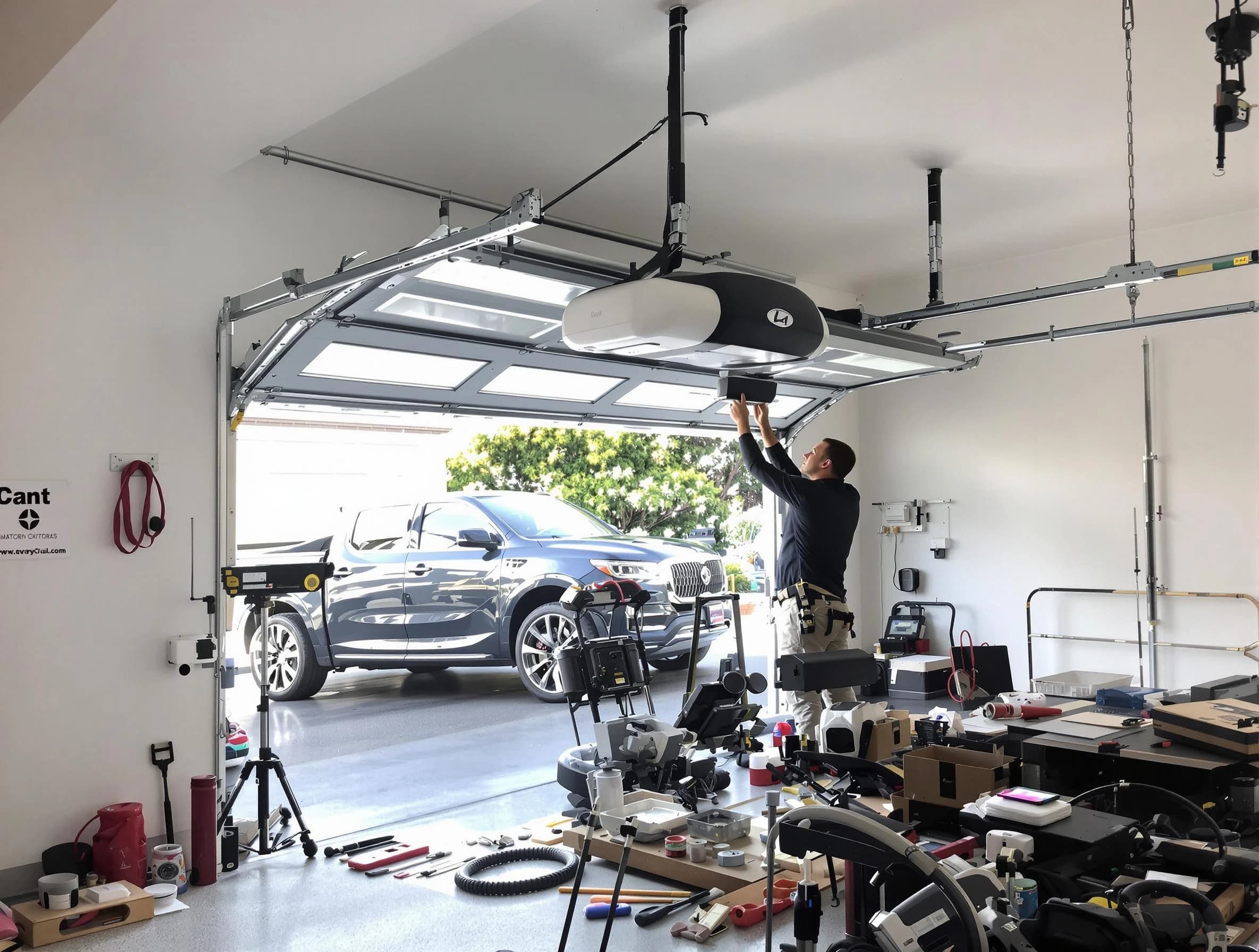 Midfield Garage Door Repair specialist installing smart garage door opener system in Midfield home
