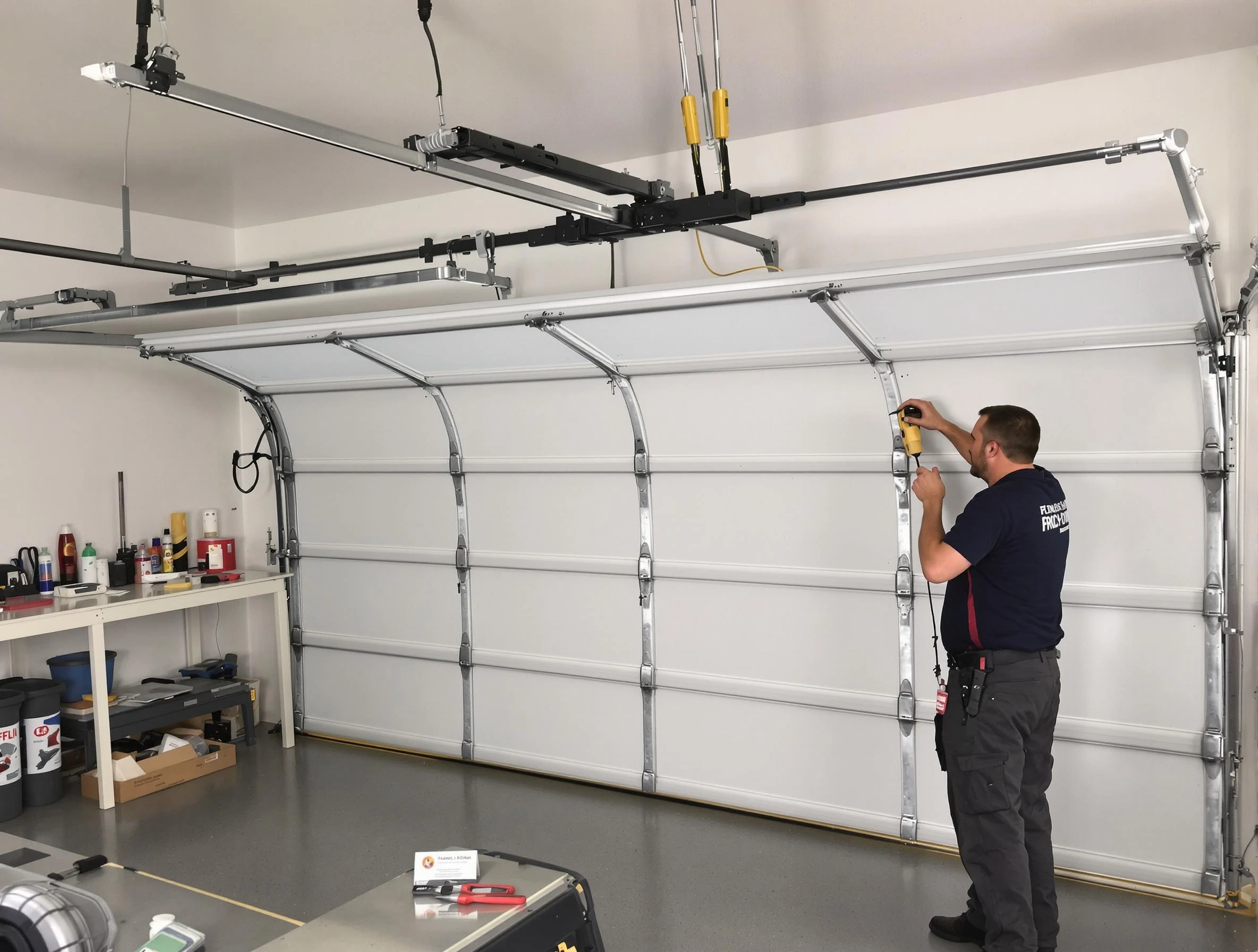 Midfield Garage Door Repair certified technician performing overhead door system repair in Midfield